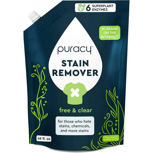 Puracy Laundry Stain Remover Refill, Free & Clear, 48 fl.oz. X8